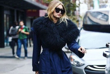 Gigi Hadid wearing Deep Worship Karen Walker